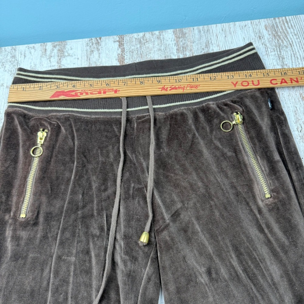 VTG Y2K Self Esteem Brown Velour Tracksuit Set Zip Jacket Flare Pants Medium - Picture 13 of 14